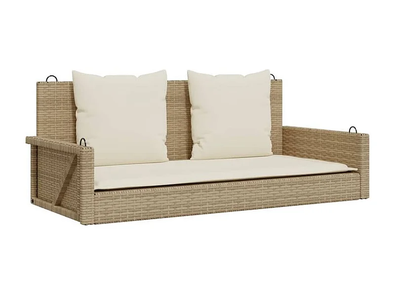 Balancelle avec coussins beige 119x56x48 résine tressée