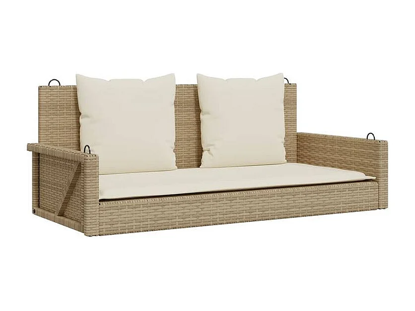 Balancelle avec coussins beige 119x56x48 résine tressée