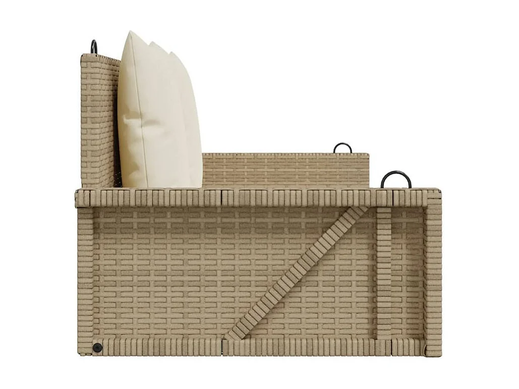 Balancelle avec coussins beige 119x56x48 résine tressée