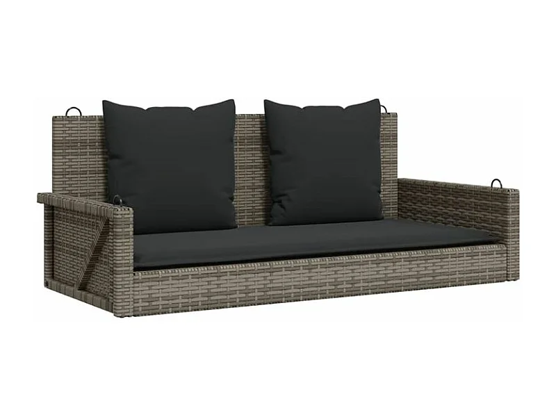 Balancelle avec coussins gris 119x56x48 résine tressée