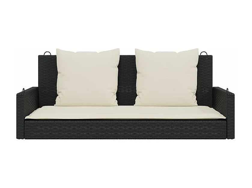 Balancelle avec coussins noir 119x56x48 résine tressée