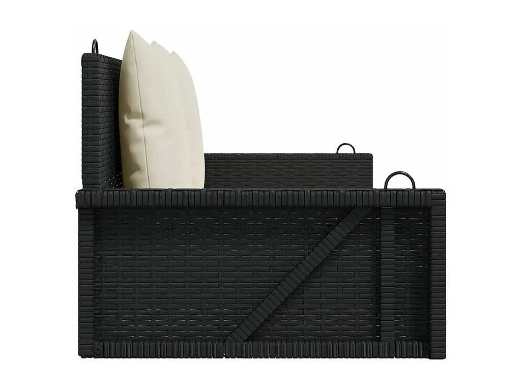 Balancelle avec coussins noir 119x56x48 résine tressée
