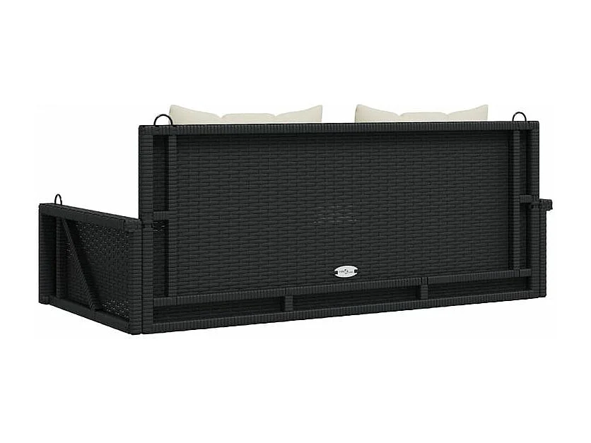 Balancelle avec coussins noir 119x56x48 résine tressée