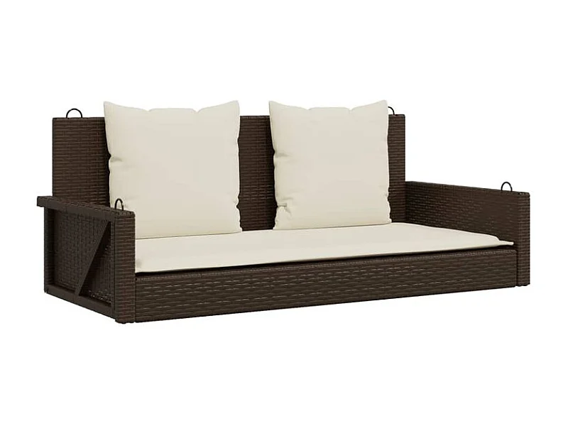 Balancelle avec coussins marron 119x56x48 résine tressée