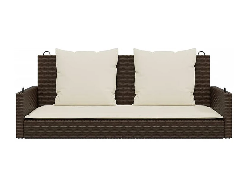 Balancelle avec coussins marron 119x56x48 résine tressée