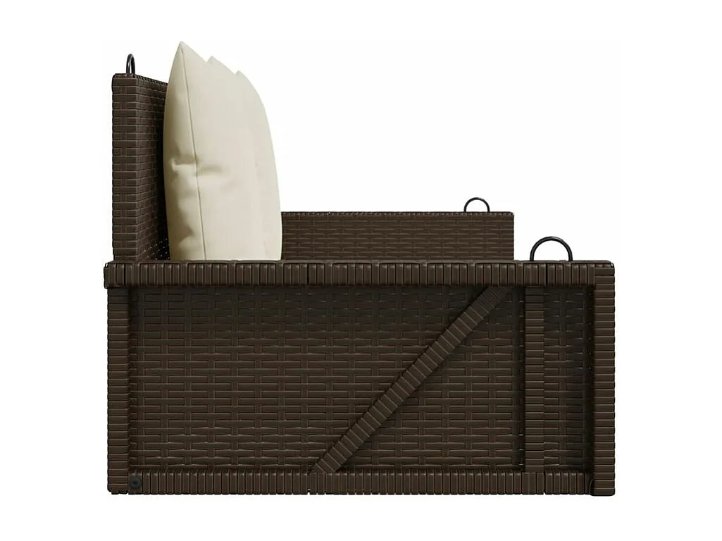 Balancelle avec coussins marron 119x56x48 résine tressée