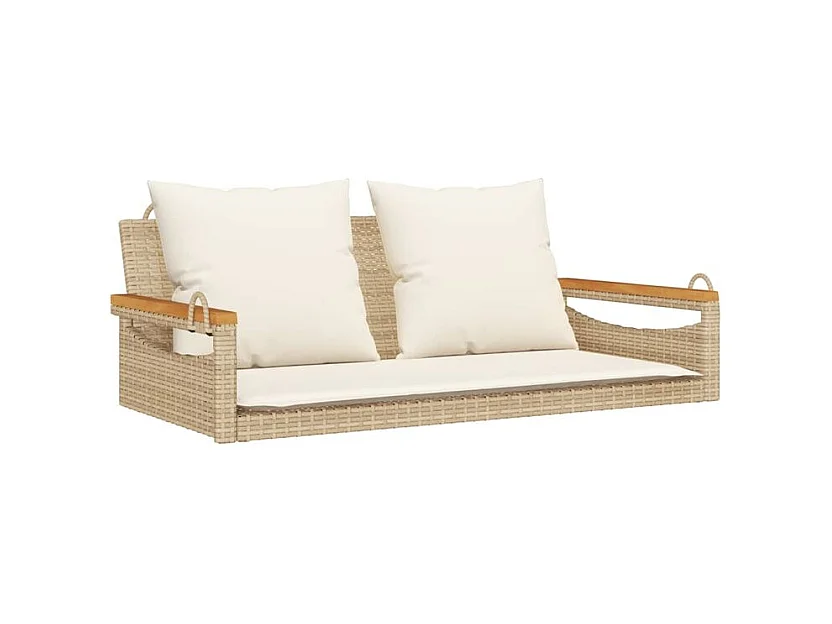 Balancelle avec coussins beige 109x62x40 résine tressée