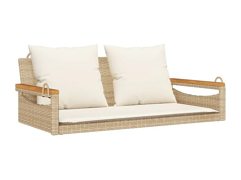 Balancelle avec coussins beige 109x62x40 résine tressée