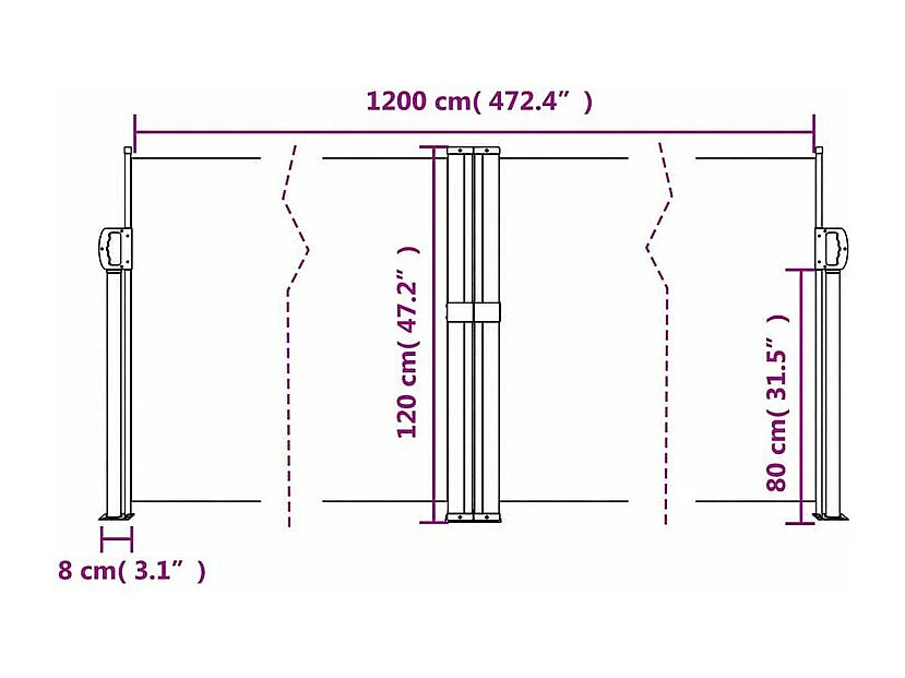 Auvent latéral rétractable blanc 120x1200