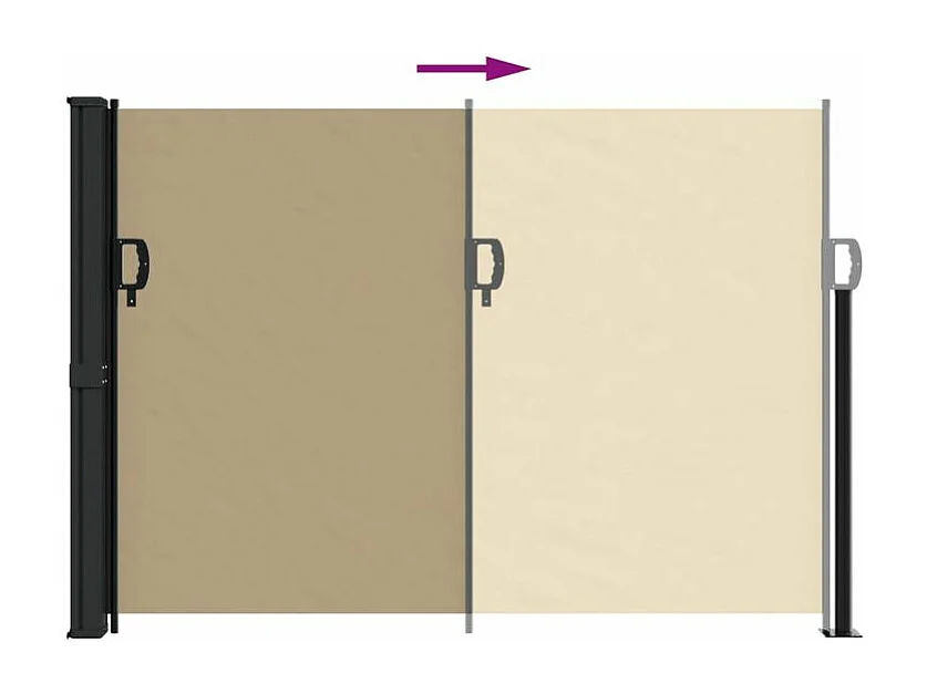 Auvent latéral rétractable beige 140x600