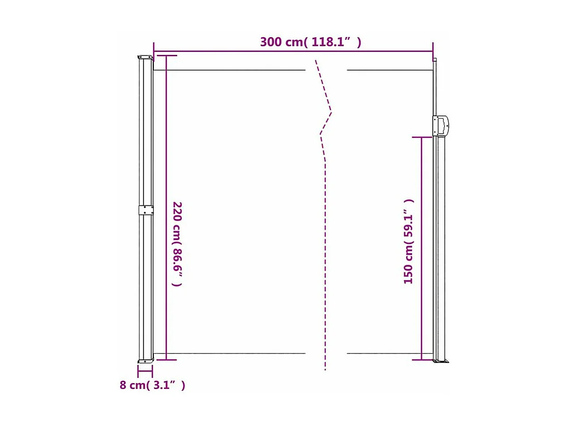 Auvent latéral rétractable vert foncé 220x300