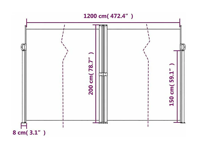 Auvent latéral rétractable taupe 200x1200