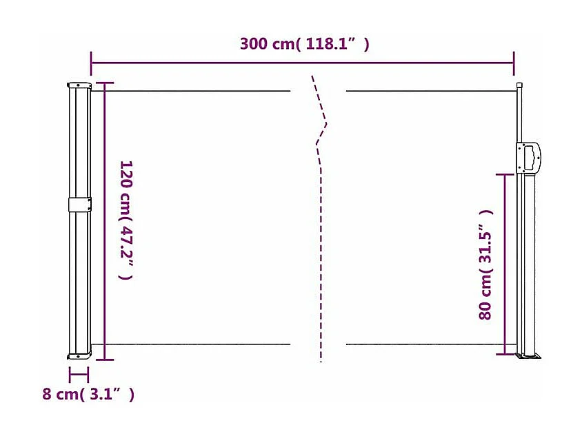 Auvent latéral rétractable vert foncé 120x300