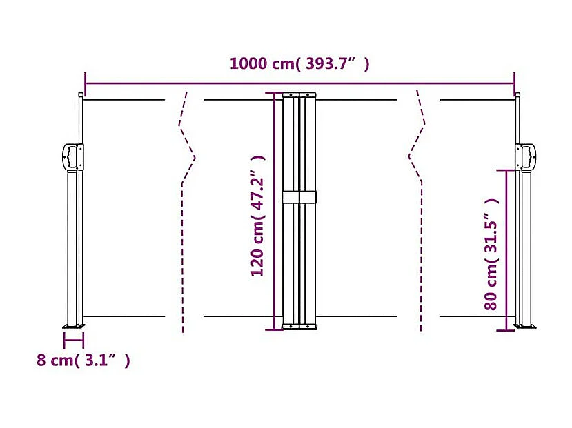 Auvent latéral rétractable terre cuite 120x1000