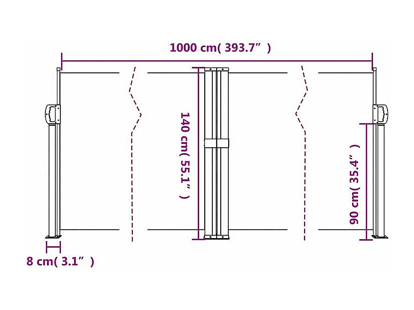 Auvent latéral rétractable taupe 140x1000