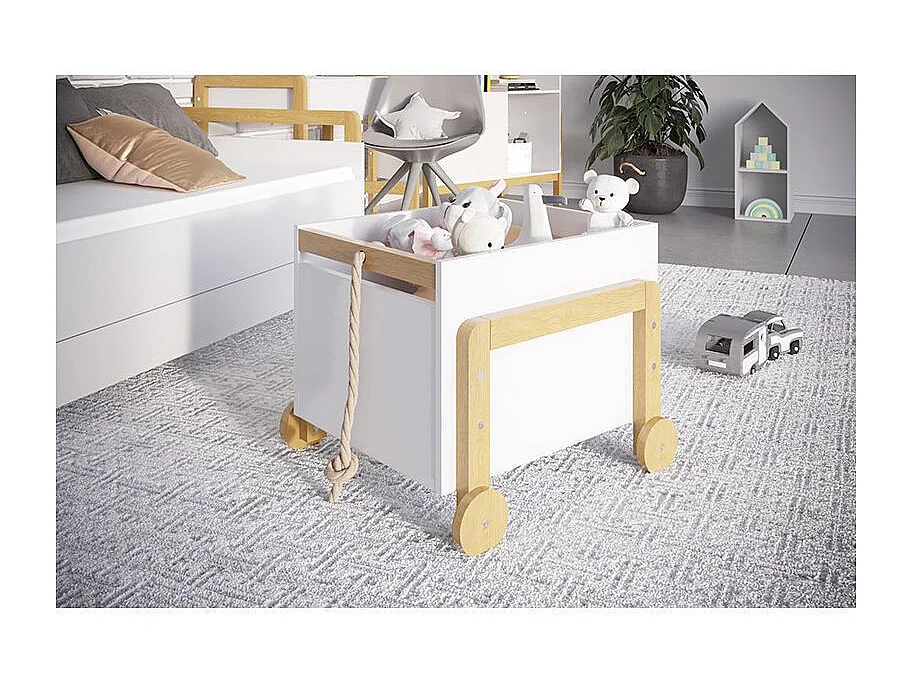 Cómoda infantil escandinava de madera blanca y roble Vanka