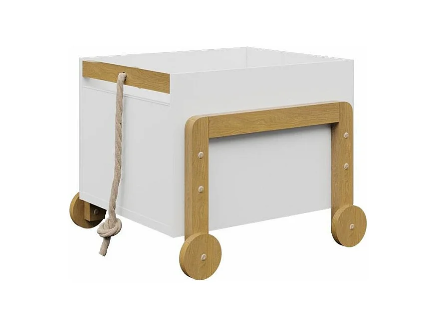 Coffre de rangement enfant scandinave blanc et bois de chêne Vanka