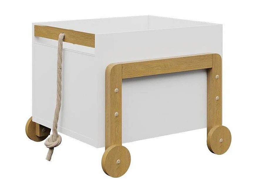 Coffre de rangement enfant scandinave blanc et bois de chêne Vanka