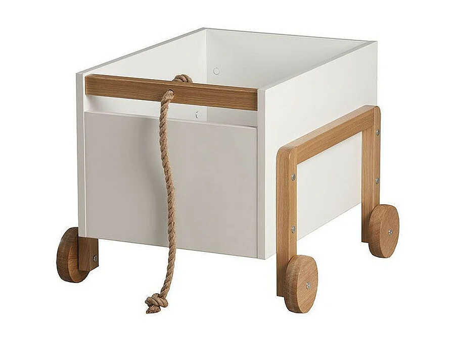 Coffre de rangement enfant scandinave blanc et bois de chêne Vanka