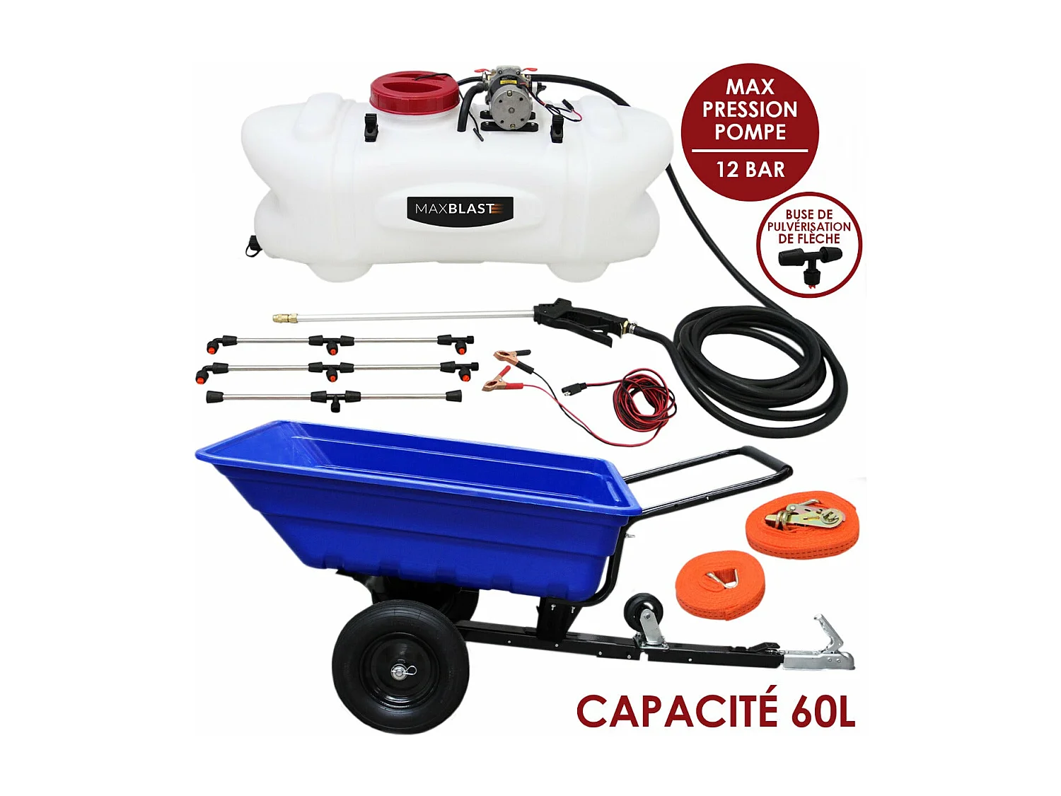Remorque Tout-Terrain & pulvérisateur de 60 litres