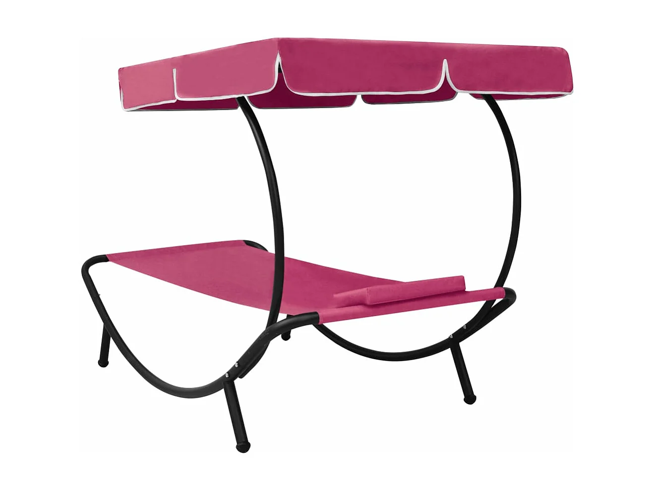 Lit de repos d'extérieur avec auvent et oreiller Rose