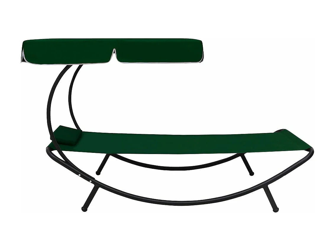 Lit de repos d'extérieur avec auvent et oreiller Vert