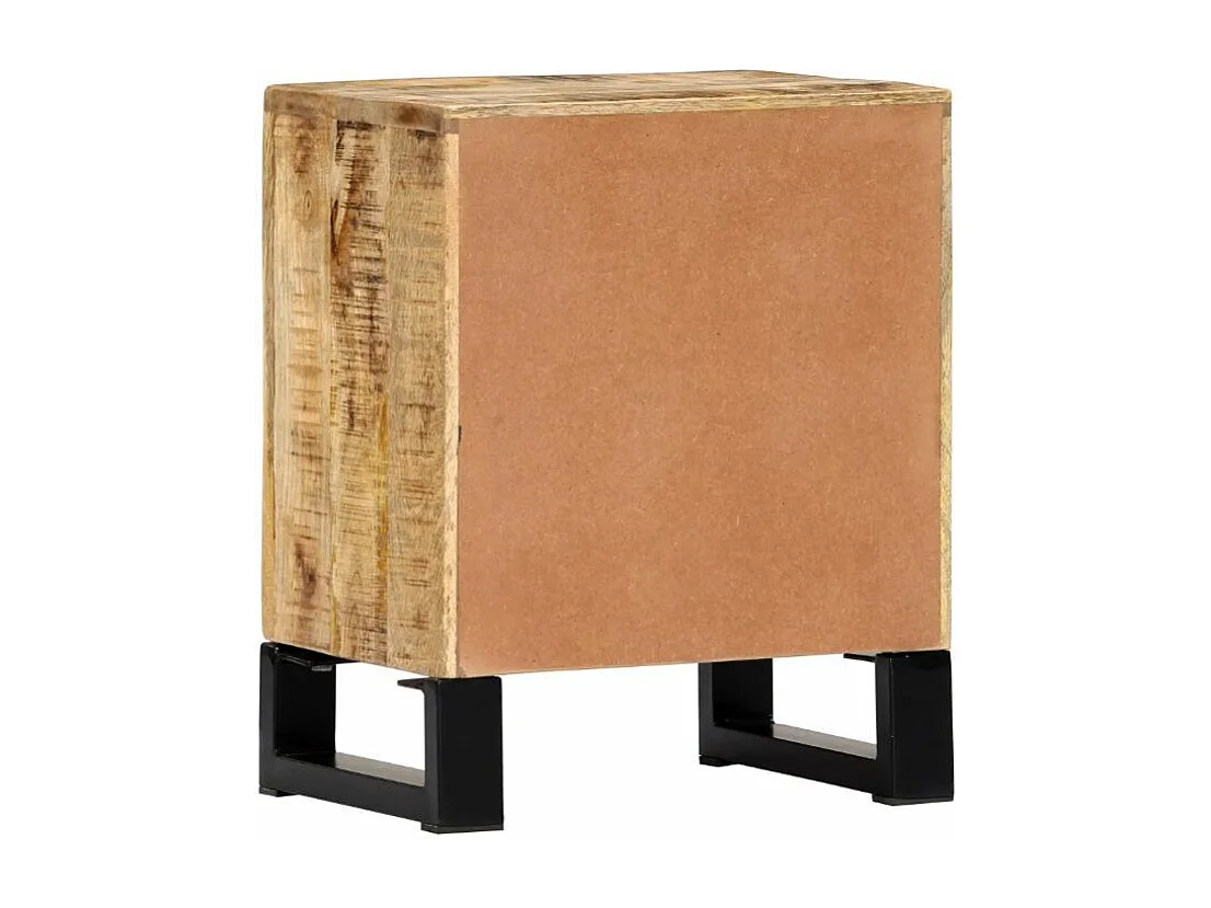 Table de chevet 1 porte manguier massif clair et métal noir Maneci