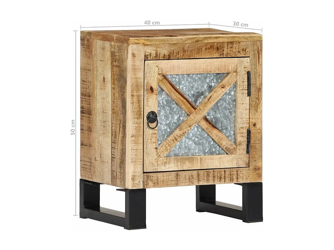 Table de chevet 1 porte manguier massif clair et métal noir Maneci