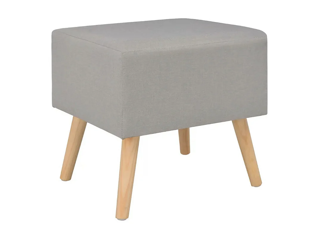 Table de chevet tissu gris clair et pin massif clair Twilly - Lot de 2