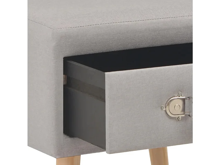 Table de chevet tissu gris clair et pin massif clair Twilly - Lot de 2