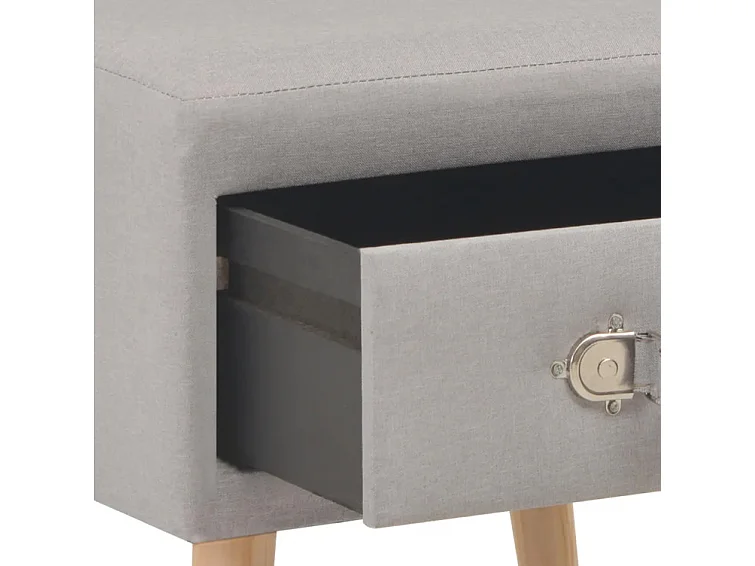 Table de chevet tissu gris clair et pin massif clair Twilly - Lot de 2