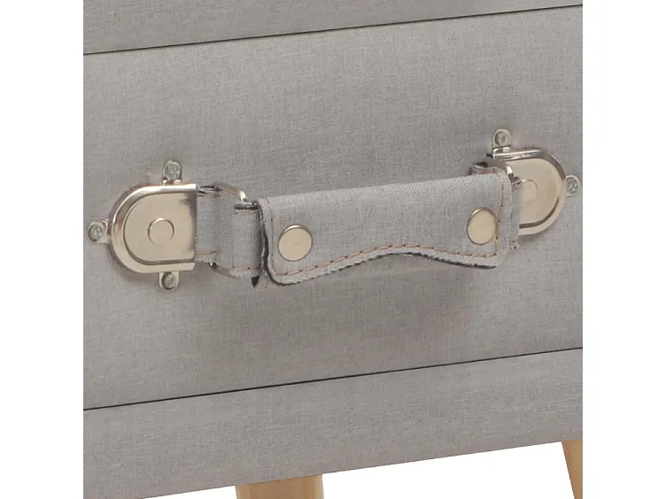 Table de chevet tissu gris clair et pin massif clair Twilly - Lot de 2