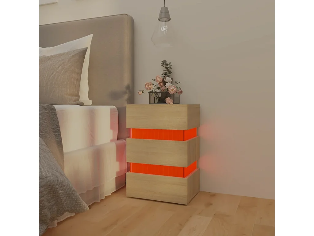 Table de chevet à LED Chêne sonoma 45x35x67