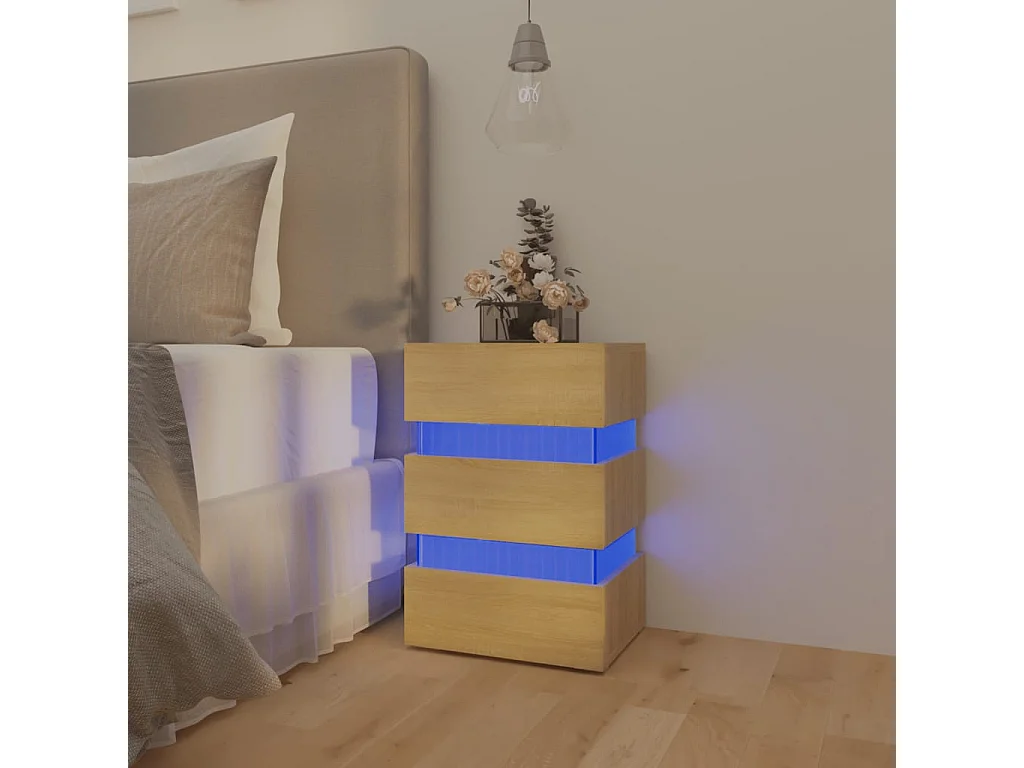 Table de chevet à LED Chêne sonoma 45x35x67