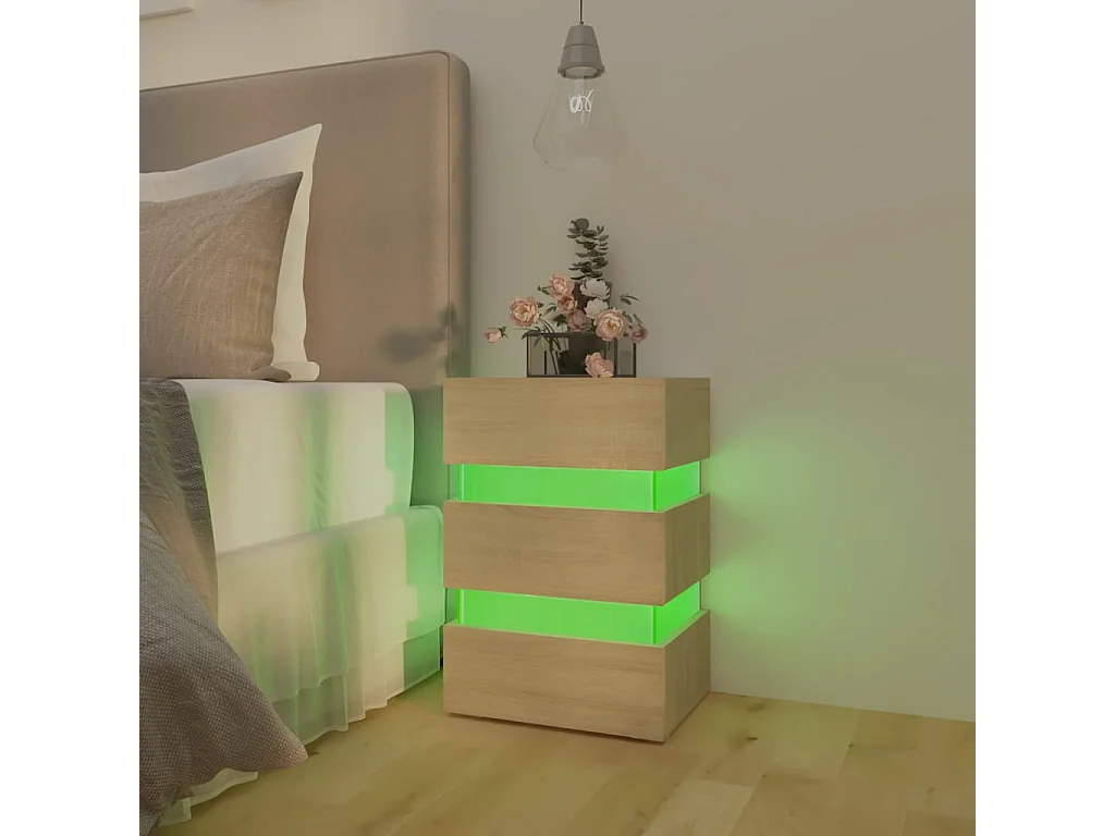 Table de chevet à LED Chêne sonoma 45x35x67