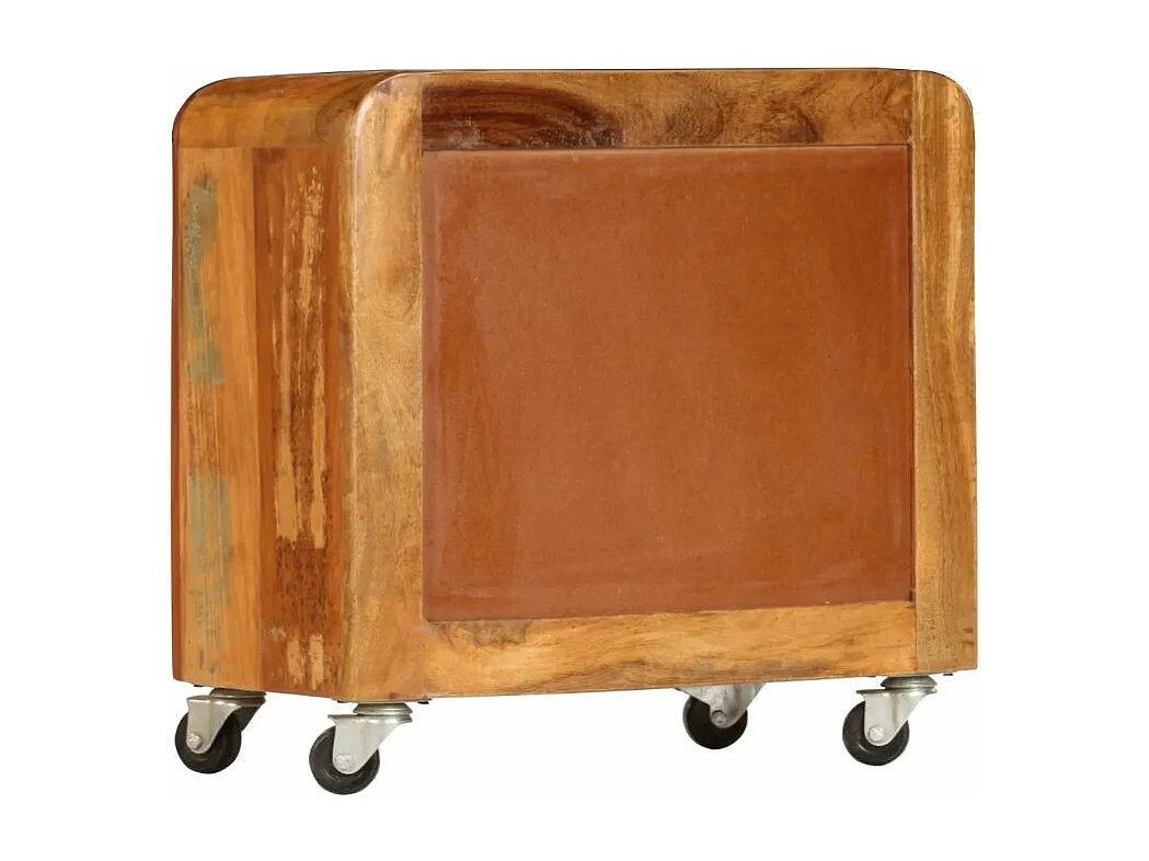 Table de chevet sur roulettes 1 porte bois massif recyclé Moust