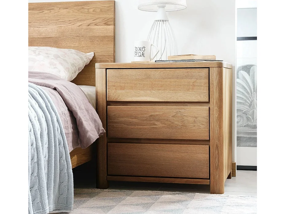 Mueble Eliza de madera maciza de roble con 3 cajones