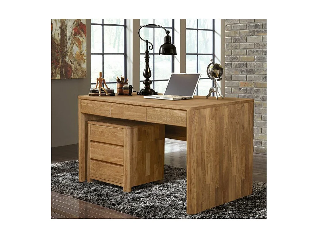 Mueble Eliza de madera maciza de roble con 3 cajones