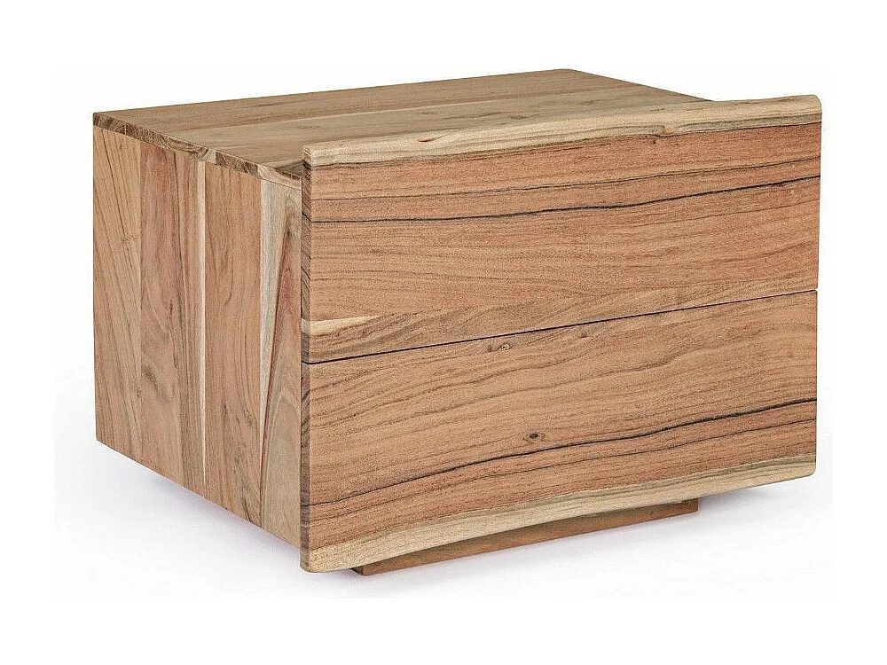Table de chevet 2 tiroirs bois acacia naturel Denia 60cm