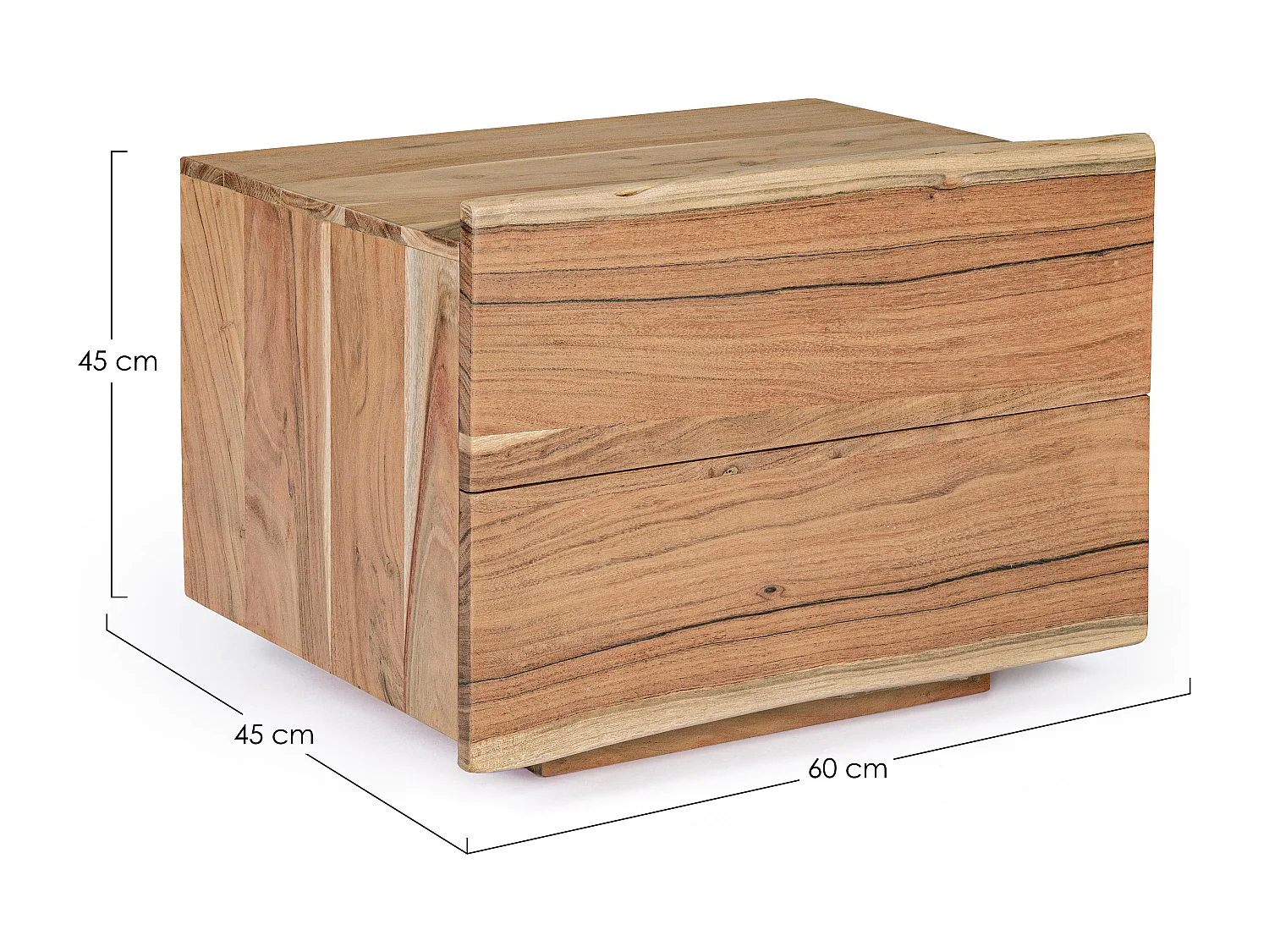 Table de chevet 2 tiroirs bois acacia naturel Denia 60cm