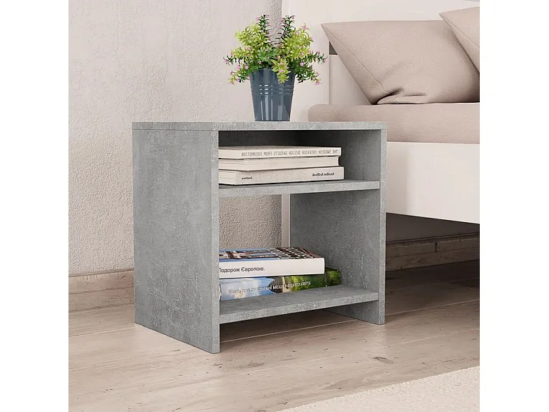 Table de chevet 2 étagères bois gris effet béton Fefi