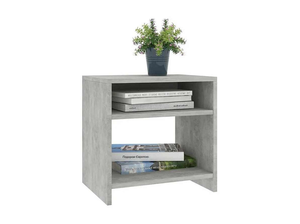 Table de chevet 2 étagères bois gris effet béton Fefi