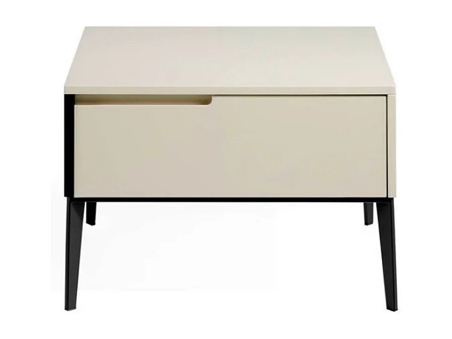 Table de chevet 1 tiroir bois laqué et acier noir Maby-Couleur Soufre