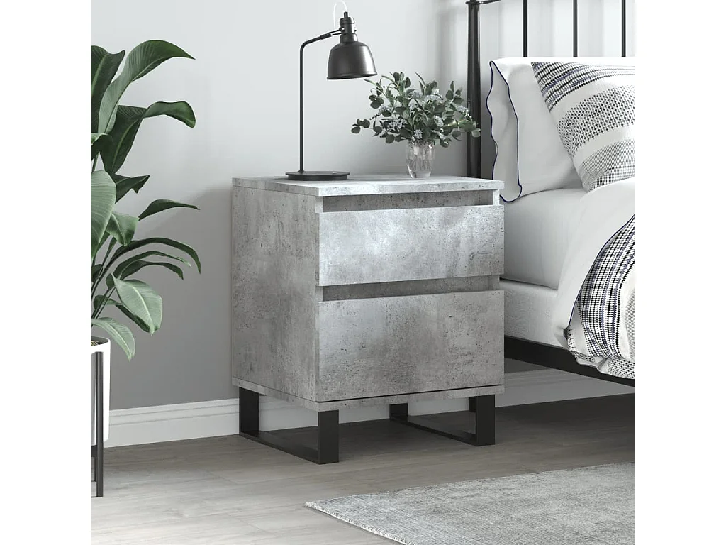 Table de chevet gris béton 40x35x50 bois d’ingénierie
