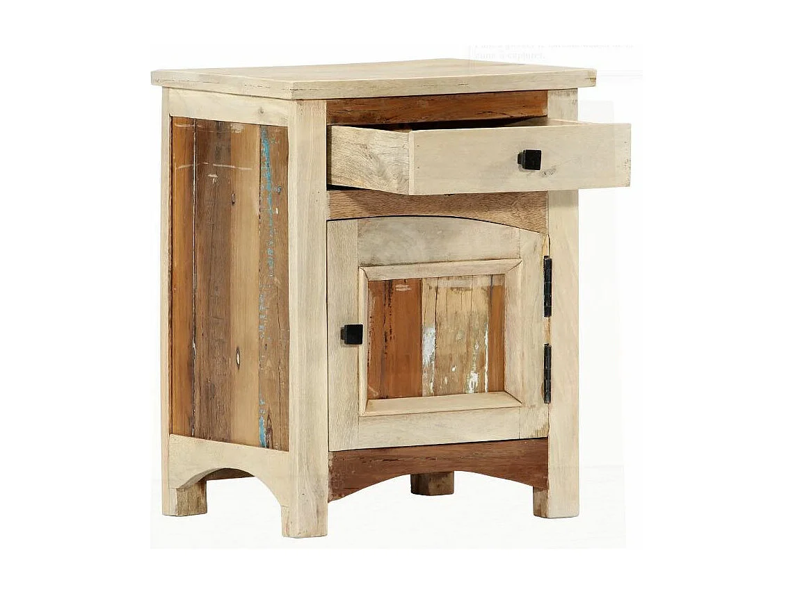 Mesita de noche de madera maciza reciclada 40x30x50 cm Multicolor