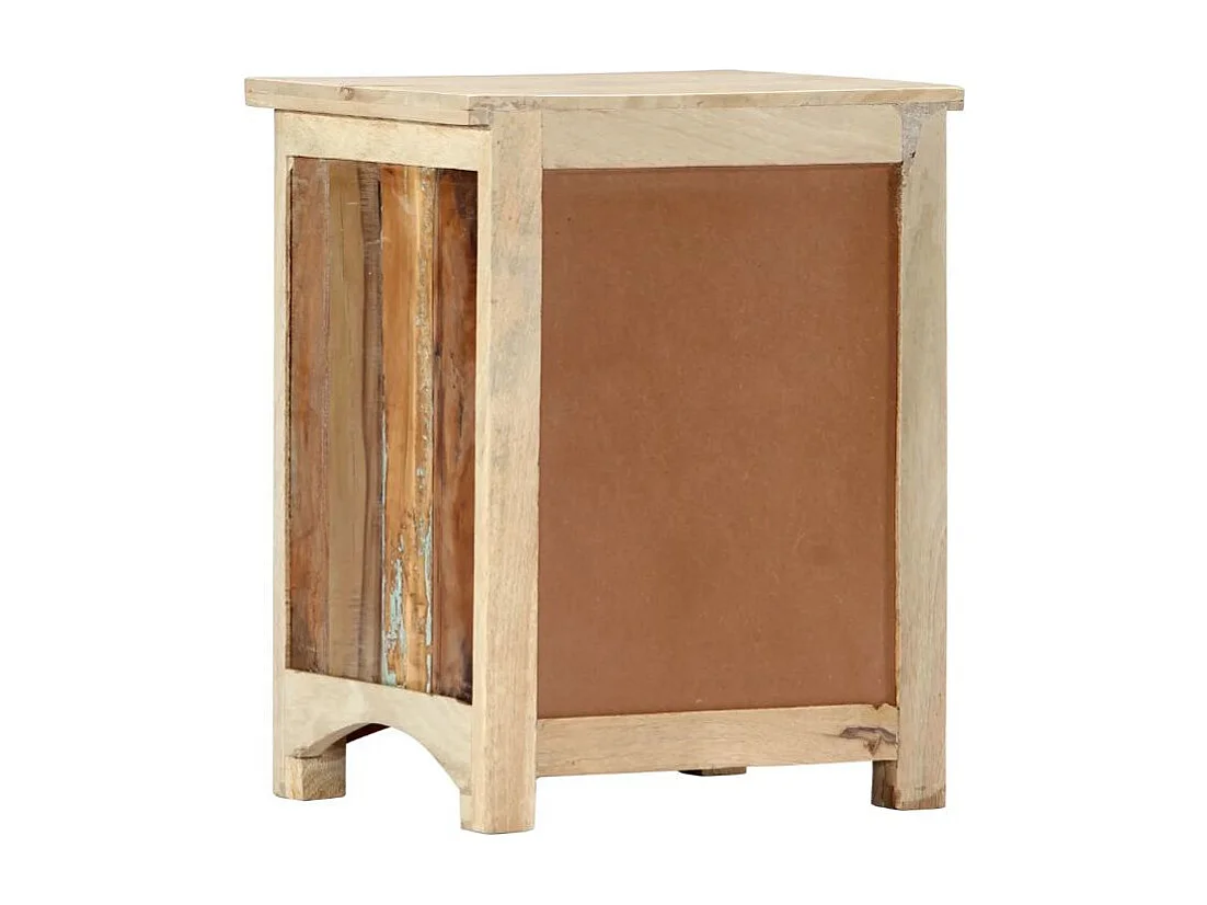 Mesita de noche de madera maciza reciclada 40x30x50 cm Multicolor