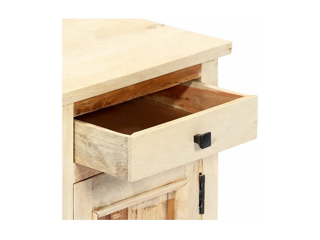 Mesita de noche de madera maciza reciclada 40x30x50 cm Multicolor