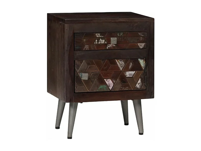 Table de chevet 1 tiroir 1 porte bois massif recyclé Claireauta