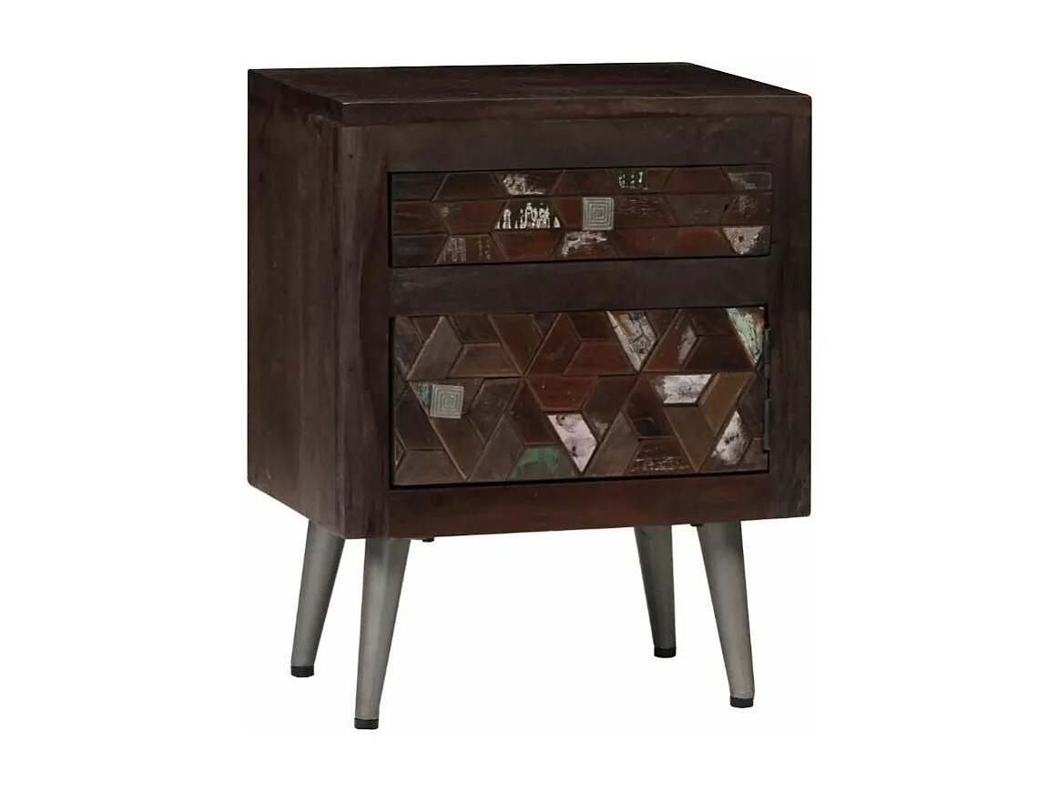 Table de chevet 1 tiroir 1 porte bois massif recyclé Claireauta