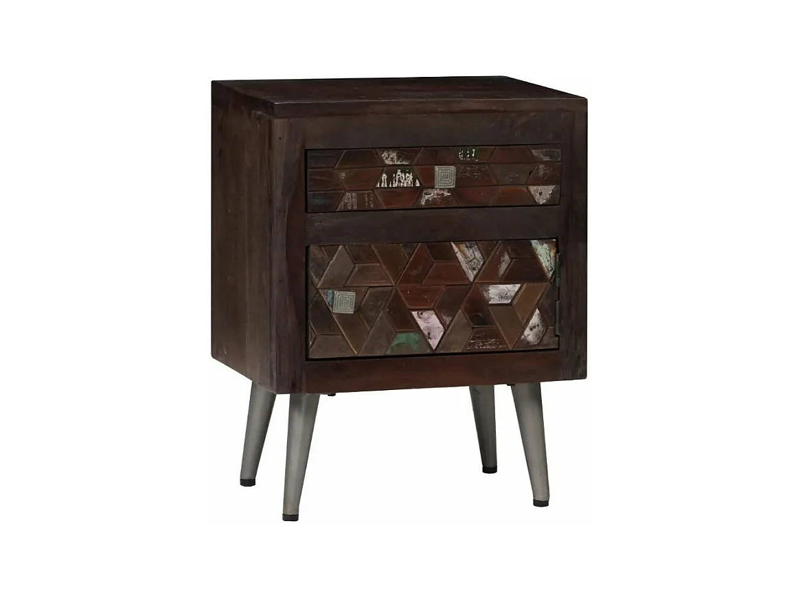 Table de chevet 1 tiroir 1 porte bois massif recyclé Claireauta